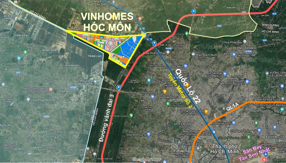 bản đồ vị trí dự án vinhomes saigon park hóc môn