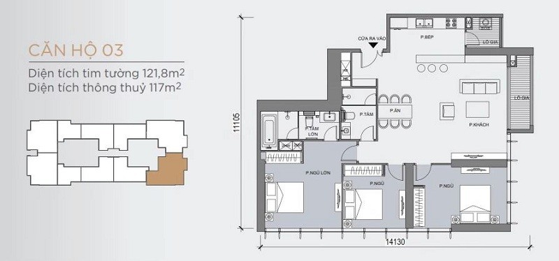 thiết kế layout 3pn One Central Saigon